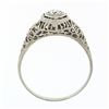 Image 7 : Antique art deco period 18k White Gold .18 ctw Diamond Solitaire Filigree Engage