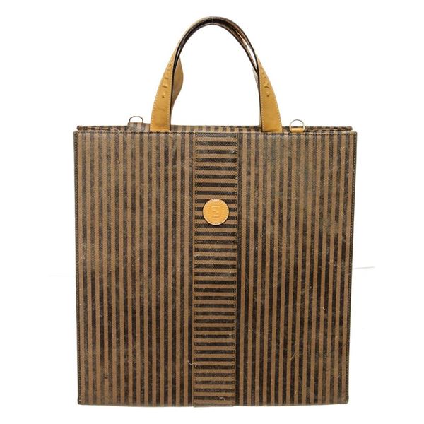 Fendi Brown Canvas Pecan Tote Bag