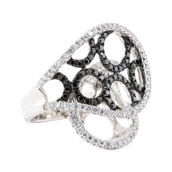 1.17 ctw Black and White Diamond Ring - 18KT White Gold