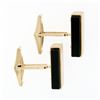 Image 4 : Modernist 14K Yellow Gold Rectangular Black Onyx Brushed Finish Swivel Cuff Link