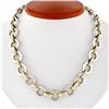 Image 1 : Movado 18K Two Tone Gold 17" Open Wide Round Circle & Oval Link Chain Necklace