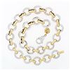 Image 3 : Movado 18K Two Tone Gold 17" Open Wide Round Circle & Oval Link Chain Necklace