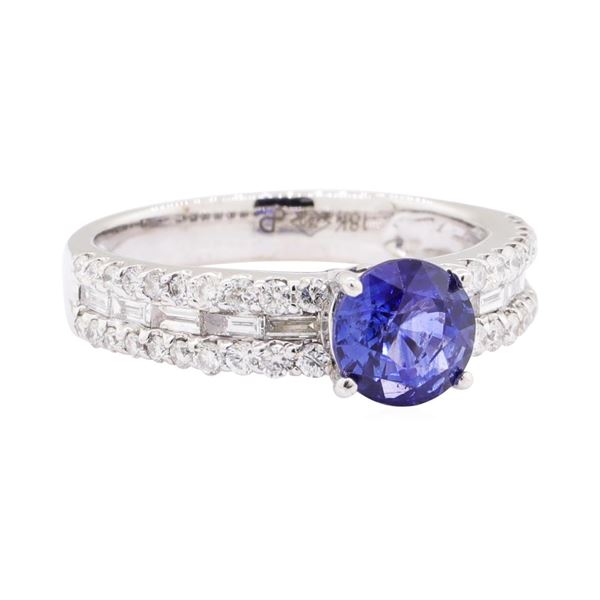 0.89 ctw Sapphire and Diamond Ring - 18KT White Gold