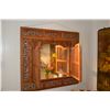 Image 1 : BALINESE CARVED WOOD DOOR MIRROR (51" X 46 1/2")