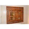 Image 2 : BALINESE CARVED WOOD DOOR MIRROR (51" X 46 1/2")