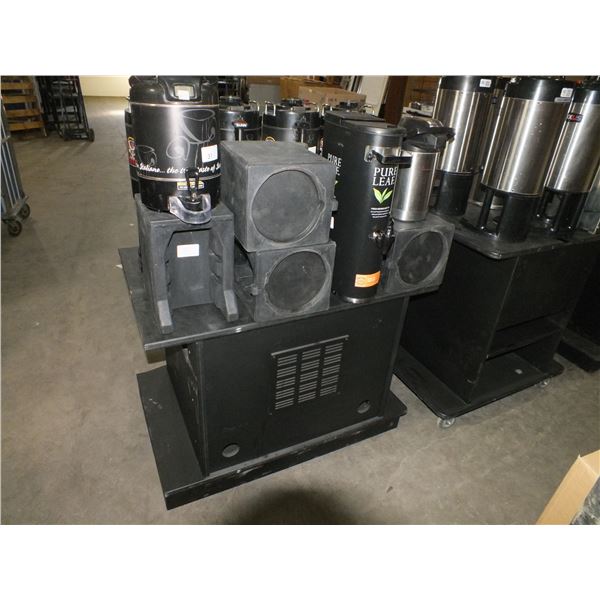 7 Coffee Dispensers & Black Cart