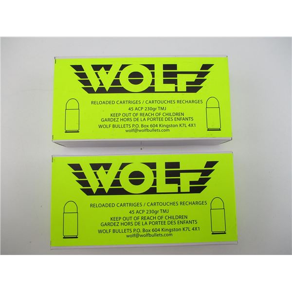 WOLF FACTORY RELOADED .45 ACP AMMO