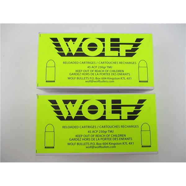 WOLF FACTORY RELOADED .45 ACP AMMO