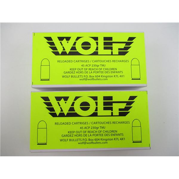 WOLF FACTORY RELOADED .45 ACP AMMO