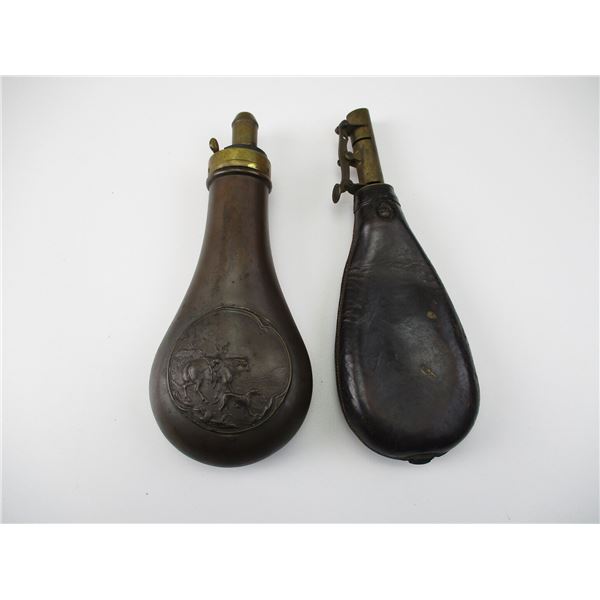 VINTAGE POWDER AND SHOT FLASK LOT