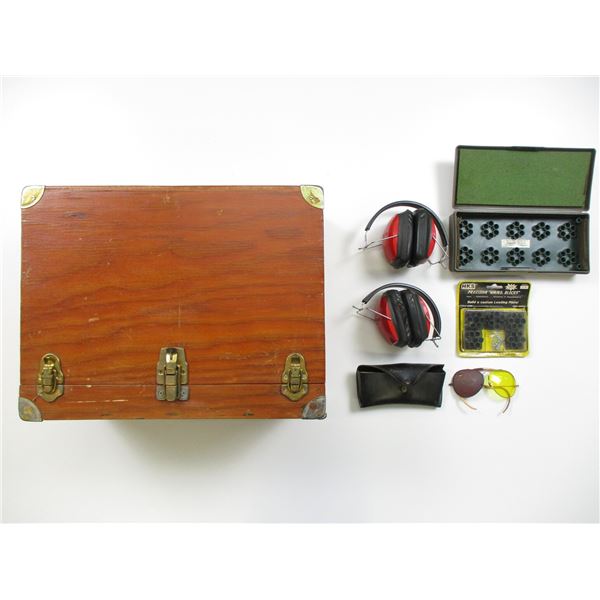 WOODEN PISTOL RANGE BOX ETC