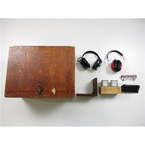 WOODEN PISTOL RANGE BOX ETC