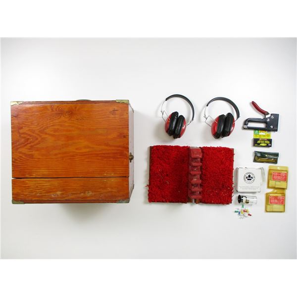 WOODEN PISTOL RANGE BOX ETC