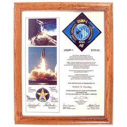 STS-52, FLOWN, USMP-1, Mission Patch