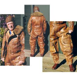 c1928, US Leather/Sheepskin One Piece Flying Suit