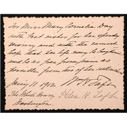 William and Helen Taft On the Same Autograph Note
