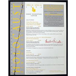 Schindler, Emilie - Signed Yom Hashoah Commemoration