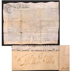 Very Early William Penn Land Grant to His Infant Son