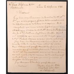 [Morris, Robert] Tobacco Shipment From America to France, 1785