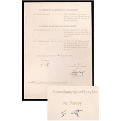 Document Signed by Hitler Sept. 4, 1944, Removing Rommel From Command