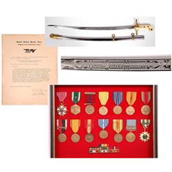 WW 2, Korea, Vietnam Marine Corps Officer’s Medal, Document & Sword Group