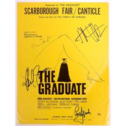 "The Graduate" Sheet Music Signed by Simon and Garfunkel, Bancroft, and Hoffman
