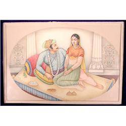India - 19th Century Courting Scene Painted On Ivory