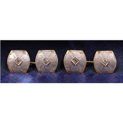 Pair of Art Deco, Diamond, Platinum, 14K Yellow Gold Cufflinks