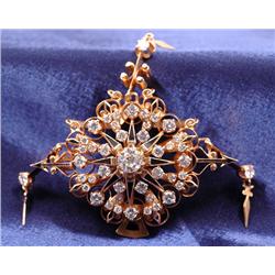Victorian Style Diamond, Black Enamel Brooch/Pendant