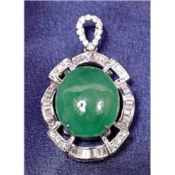 Jadeite, Diamond, 18K White Gold Pendant