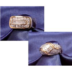 Collection of 3 Diamond, Yellow Gold Rings