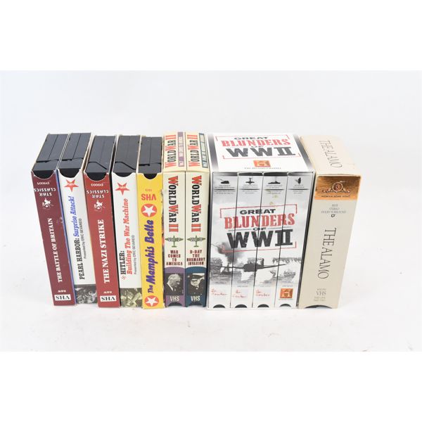 Box Lot WWII & The Alamo VHS Tapes
