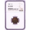 Image 1 : 1867 Indian Head Cent Coin NGC XF45BN