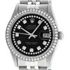 Image 1 : Rolex Mens Stainless Steel Black String Diamond Oyster Perpetaul Datejust Wristwatch