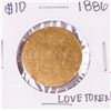 Image 1 : 1886 $10 Liberty Head Eagle Gold Love Token Coin Pin