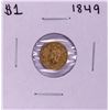 Image 1 : 1849 Type 1 $1 Liberty Head Gold Dollar Coin