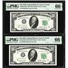 Image 1 : Lot of (2) Consecutive 1950 $10 Federal Reserve Notes STL PMG Gem Uncirculated 66EPQ