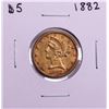 Image 1 : 1882 $5 Liberty Head Half Eagle Gold Coin