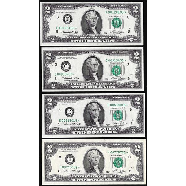 Lot of (4) 1976 $2 Federal Reserve Star Notes