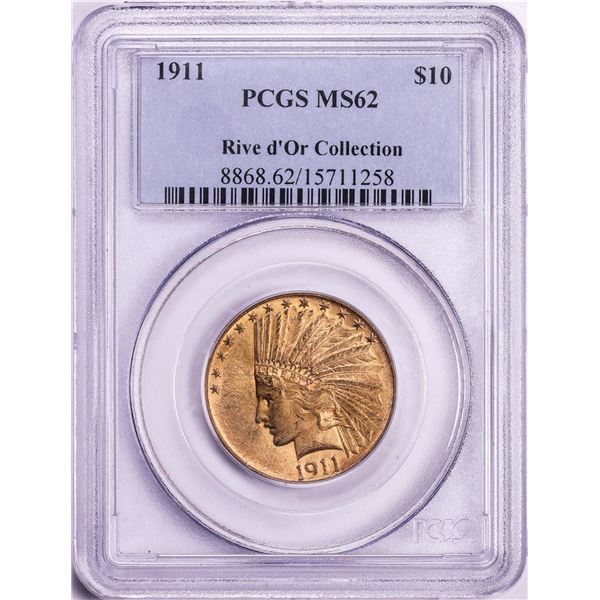 1911 $10 Indian Head Eagle Gold Coin PCGS MS62