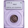 Image 1 : 1935-S Buffalo Nickel Coin PCGS MS63 Old Green Rattler Holder
