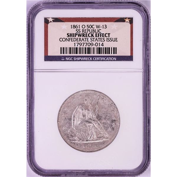 SS Shipwreck CSA Issue 1861-O Seated Liberty Half Dollar Coin NGC Certified  W-13