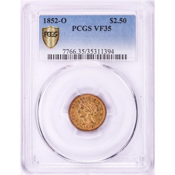 1852-O $2 1/2 Liberty Head Quarter Eagle Gold Coin PCGS VF35