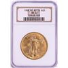 Image 1 : 1908 No Motto $20 Saint Gaudens Double Eagle Gold Coin NGC MS62
