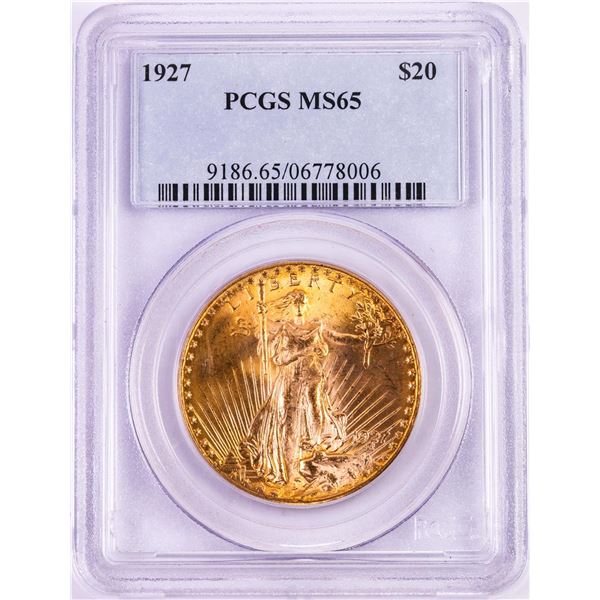 1927 $20 St. Gaudens Double Eagle Gold Coin PCGS MS65