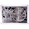 Image 1 : 1988 $1 American Silver Eagle Coin & 2oz Silver Bar Set