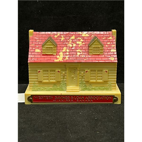 Vintage Winnipeg Western Savings & Loan Plastic Bank Approx: 4x2.5" & 3"T