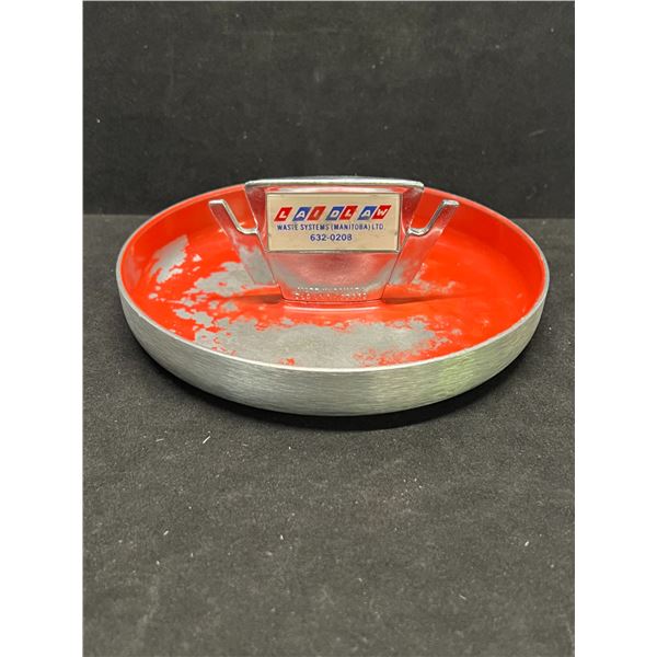 Vintage Manitoba Laidlaw Waste Systems Aluminum Ashtray Appr: 6.5"