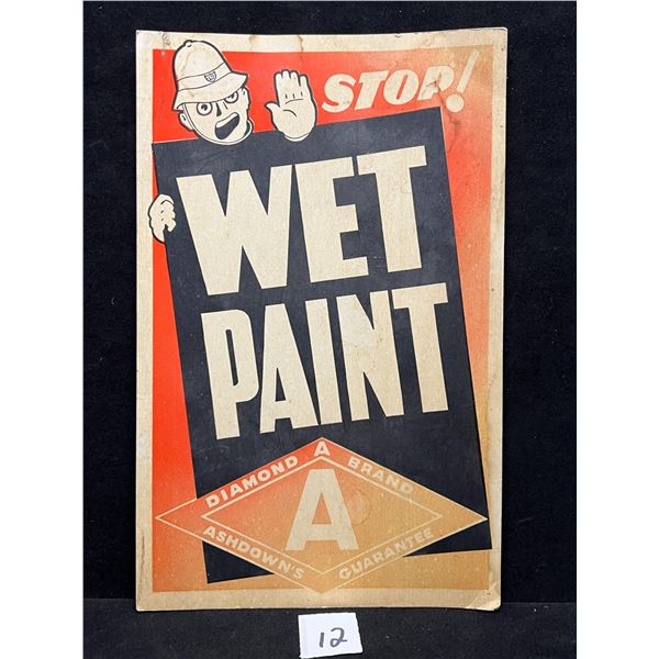 Vintage Ashdown's Hardware Wet Paint Thin Cardboard Sign 11x7"