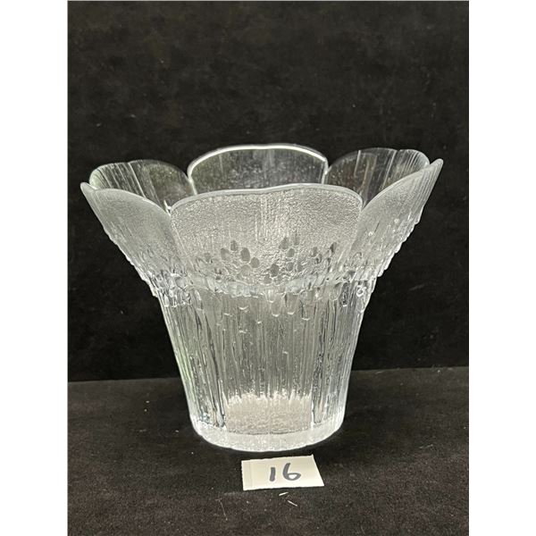 Mid Century Textured Glass Vase / Planter Approx: 5.75"W 4.5"T